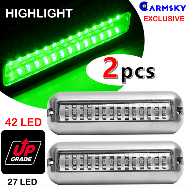 

2xgreen ip68 underwater 42led highlight waterproof yacht trail transom light