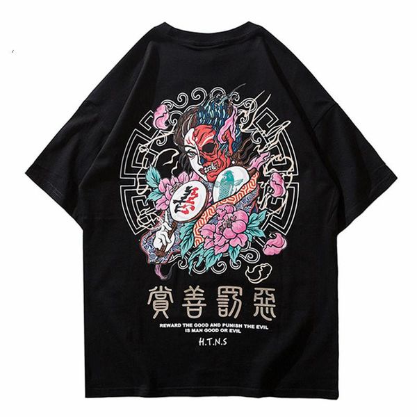 

sifan 2019 футболка уличная мужская добрая и злая печать хип-хоп футболка китайский иероглиф harajuku футболка хлопок с коротким рукавом топ, White;black