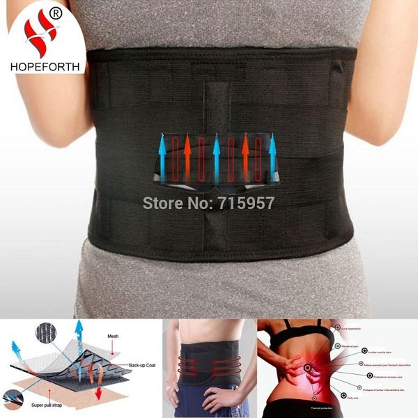 

hopeforth lumbar support brace fashion breathable mesh four steels plate protection back waist support belt, Black;gray
