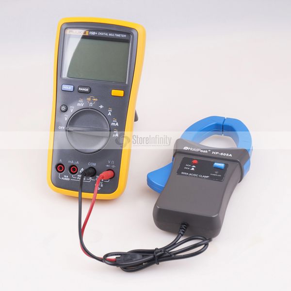 

fluke 15b+ plus auto range digital probe multimeter + holdpeak hp-605a clamp adapter 600a ac/dc current power led 45mm jaw