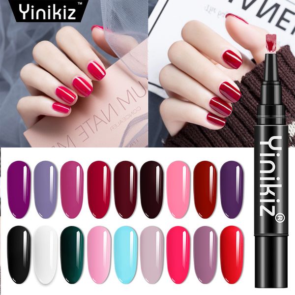 

yinikiz nail gel polish colorful one step uv led gel varnish pen nail art new design soak off lacquer, Red;pink