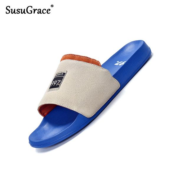 

susugrace 2020 лето мужчины и женщины тапочки главная трусы сандалии белый синий пара обуви открытый главная zapatillas de пареха, Black