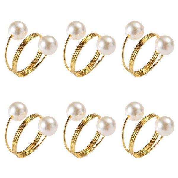 

new-6 pcs pearl napkin rings, napkin holders, serviette buckle for wedding reception, festivals, banquet, rehearsal dinner, tabl