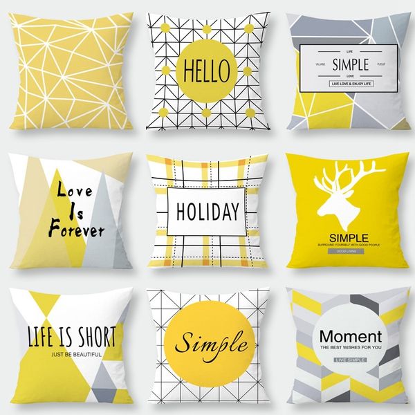 

yellow grey geometric cushion cover velvet pillow cover deer zebra hello pillow case for bedroom sofa decoration 45x45cm