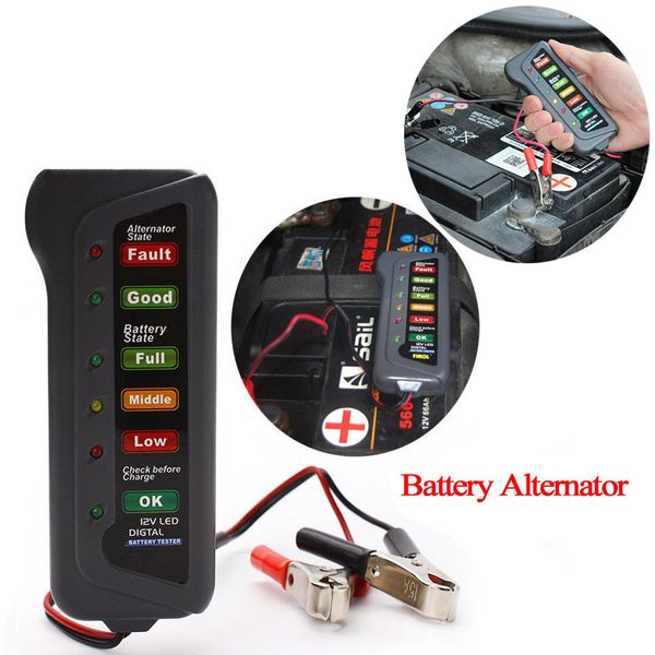 

12v car digital battery alternator tester 6 led lights display diagnostic tool diagnostic tools motorcycle auto