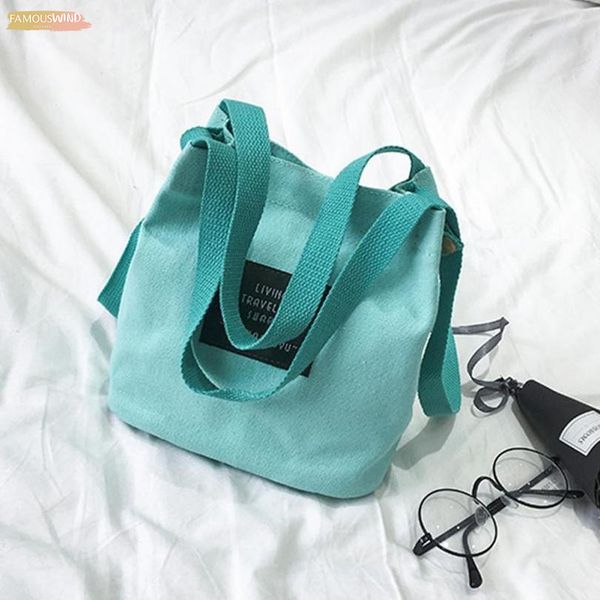 

fashion lady canvas bucket bag handbag canvas small shoulder bag crossbody messenger bags women bag multiple color