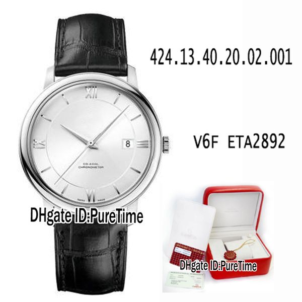 

new classico 424.13.40.20.02.001 steel case 36.8mm silver dial eta 2892 automatic mens watch black leather back unique code for puretime k01, Slivery;brown