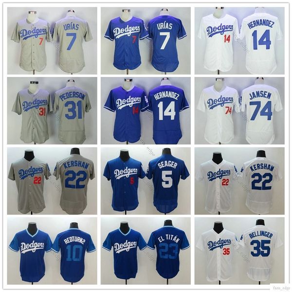 

losangelesdodgers 5 coreyseager 7 juliourias 10 justinturner 14 enriquehernandez 22 claytonkershaw kenleyjansen 35 codybellinger jerseys, Black