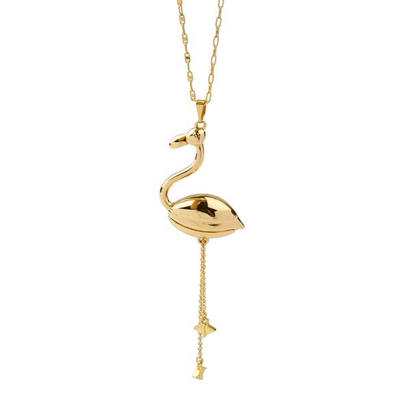 

gold long chain elegant flamingo птица слон крылья ангела ожерелье корейский моды свитер jewley drop доставка, Silver