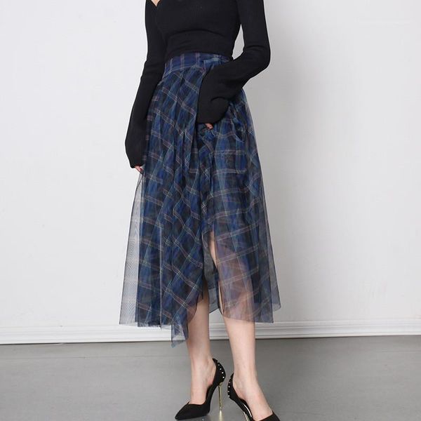 

leisure style skirts woman designer luxury clothes summer womens skirts plaid printed asymmetrical fashion panelled urban, Black
