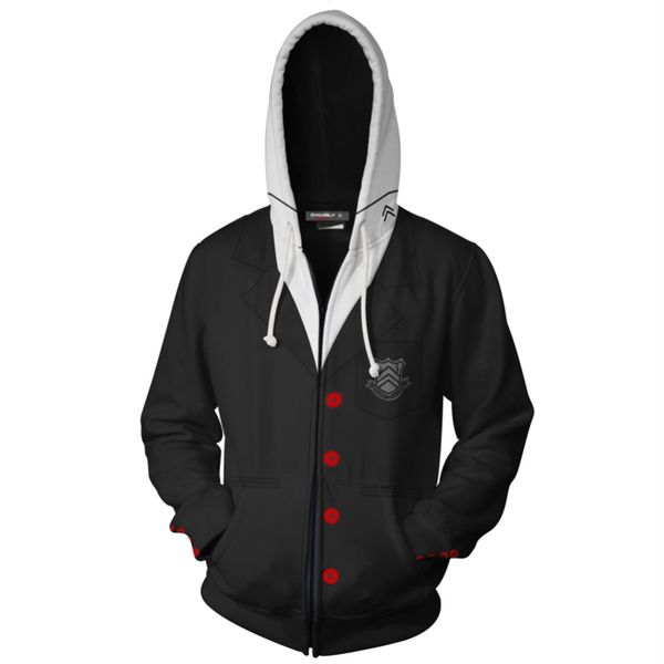 

persona 5 hoodie akira kurusu hooded hoodie sweatshirt black long sleeve cosplay jacket coat