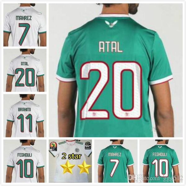 

thailand 2019 algeria soccer jerseys africa cup home away afcon mahrez brahimi bounedjah bouazza 19 20 algerie jersey football shirt, Black;yellow