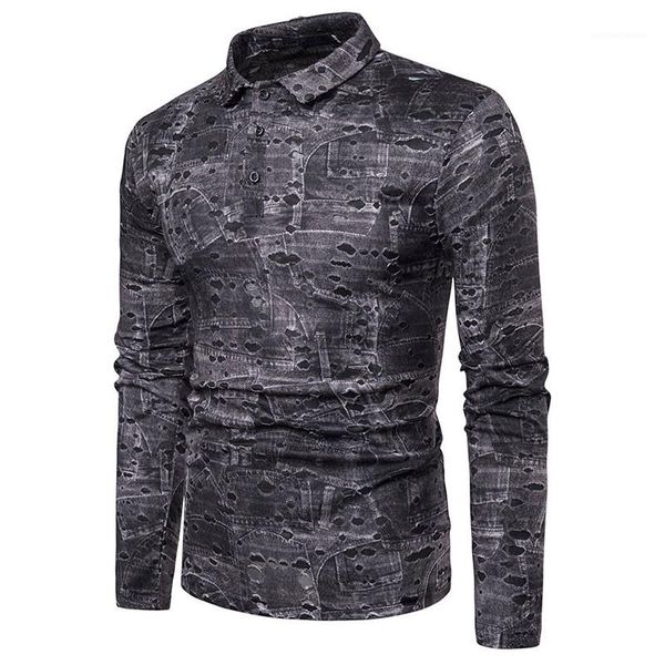

tees fashion breathable male clothing slim lapel neck designer mens polos hole long sleeve casual, White;black