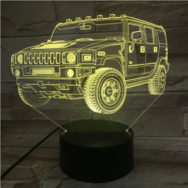 

3d lamp jeep off-road vehicle bright base atmosphere touch sensor 7 colors no remote for christmas present led night light lamp