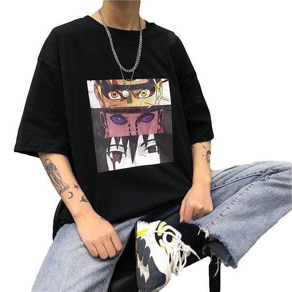 

naruto cool t shirt new japanese anime tshirt street wear summer large size short sleeve t-shirt for men, White;black