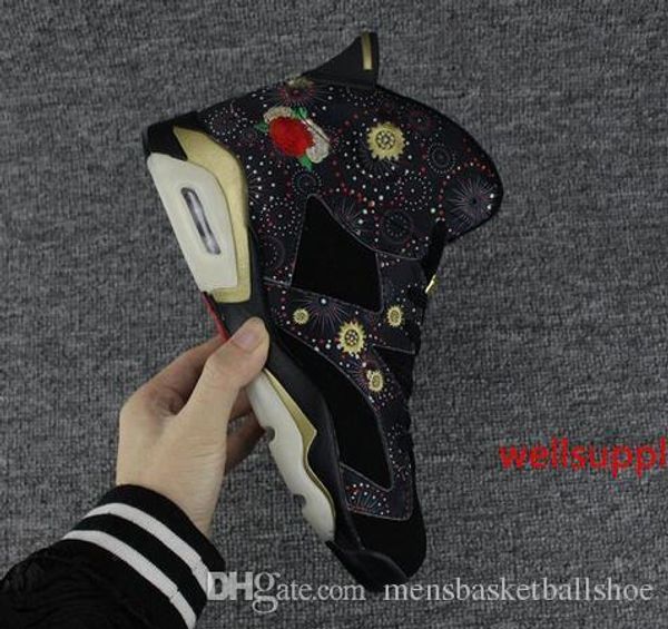 

new 6s jumpman cny black 6 basketball shoes sneakers with flower stitching men trainers size 40-46