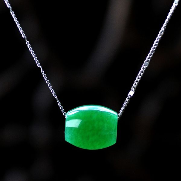 

natural 925 silver inlay malay green jade pendant emerald pendants necklace for chain