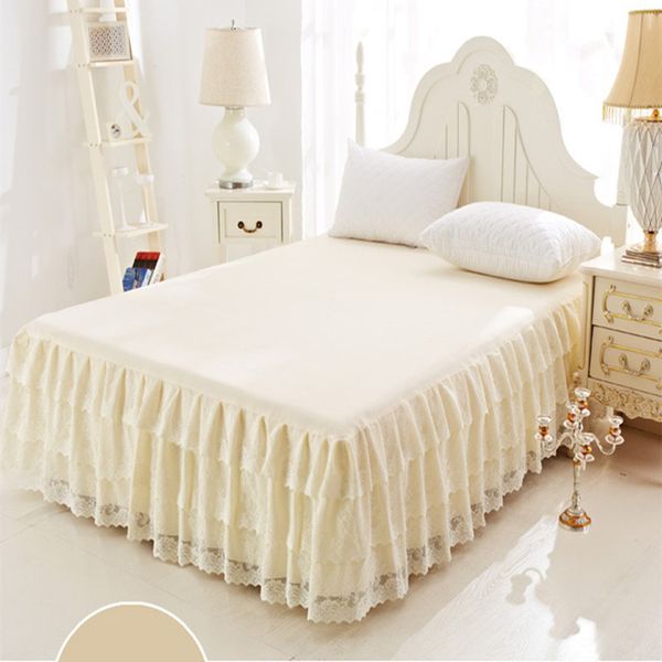 

cake layers princess lace pink purple beige girls bed skirt full/queen/king size bedspread home decorative jean