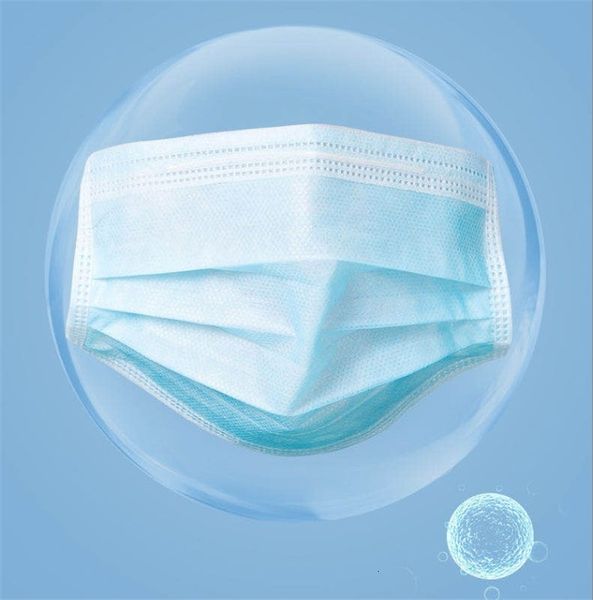 

dhl ship 3 face mask layers facial mouth er masks blue faceearloop non woven fabric facemasks in stock zjgu