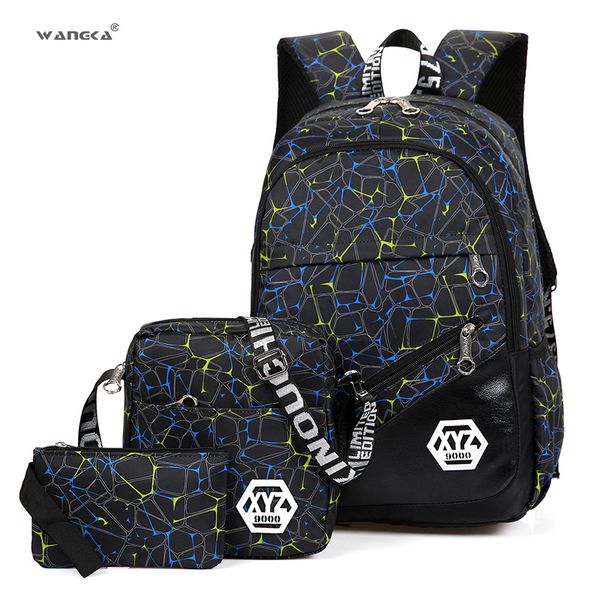 

wangka 2018 3pcs/set waterproof travel bags college students backpack for girls and boys school bagpack fashion shoulder bag