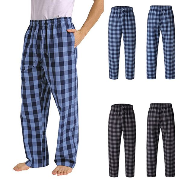 

fashion men's casual plaid pants loose sport plaid pajama pants trousers casual harem men jogger fashion streetwear #45, Black