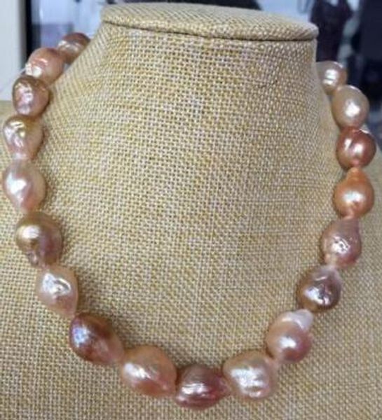 

envÃ­o gratis >>>> noble joyerÃ­a enorme 12-15mm mar del sur barroco oro rosa multicolor collar de perlas, Silver