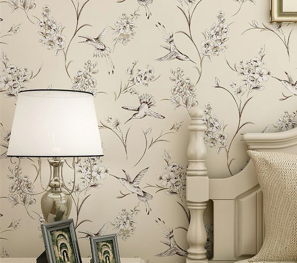 Chinese Style Flower Bird Rice White Beige Light Pink Wallpaper Study Living Room Bedroom Wedding Room Tv Background Wall Paper Nature Desktop