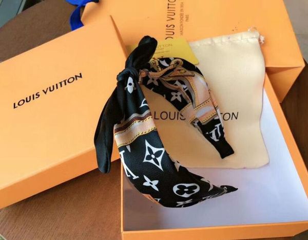 

vintage headband flower knotted hair band for women fashion louìs vuìttõn korean girls hair accessories fairy simple striped hairband box, Silver