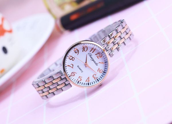 

2018 women's fashion women's pink gold quartz watch girl watch bracelet wristwatch reissue luxury, Slivery;brown