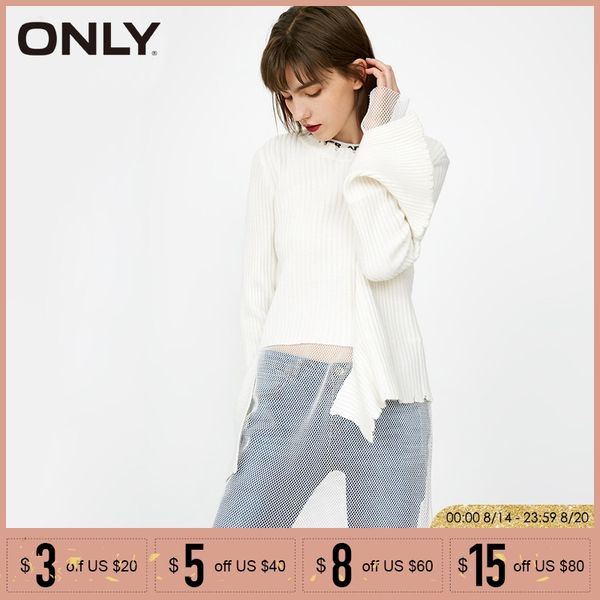 

only women's false two pieces loose knitted sweater| 118113519, White;black
