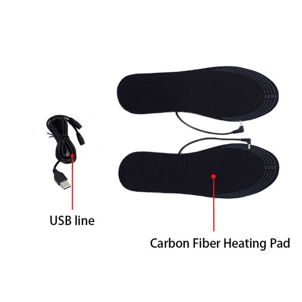 

usb comfort winter black washable electric heated men women foot warmer reusable cuttable dirt proof carbon fiber insoles