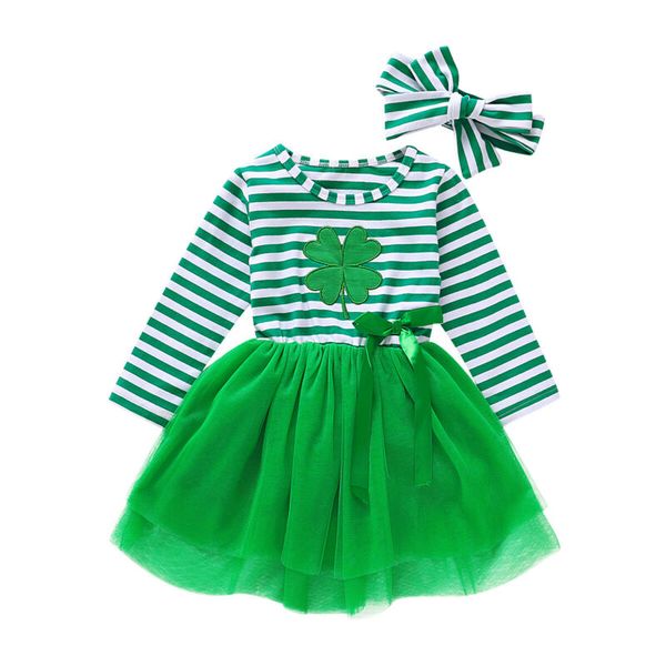 

new 2pcs toddler baby kid girl st.patrick's day clothes party princess tutu dress