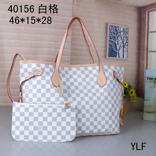 

2020 2pcs/set brand designer tote clutch handbag shoulder bags messenger schoolbag neverfull louis vuitton lv, Black