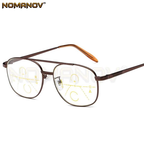 

double bridge polit brown frame retro men women progressive multifocus reading glasses add 75 100 125 150 175 200 to 400, White;black