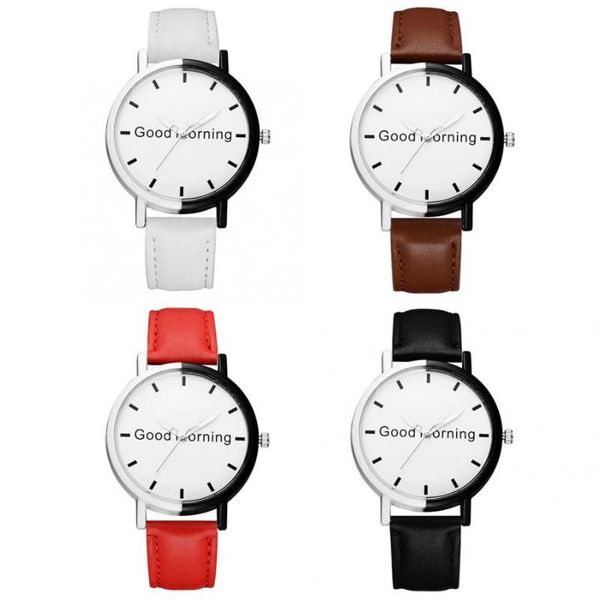 

gaiety fashionable quartz watch round dial analog display quality pu strap simple black white border wristwatch, Slivery;brown