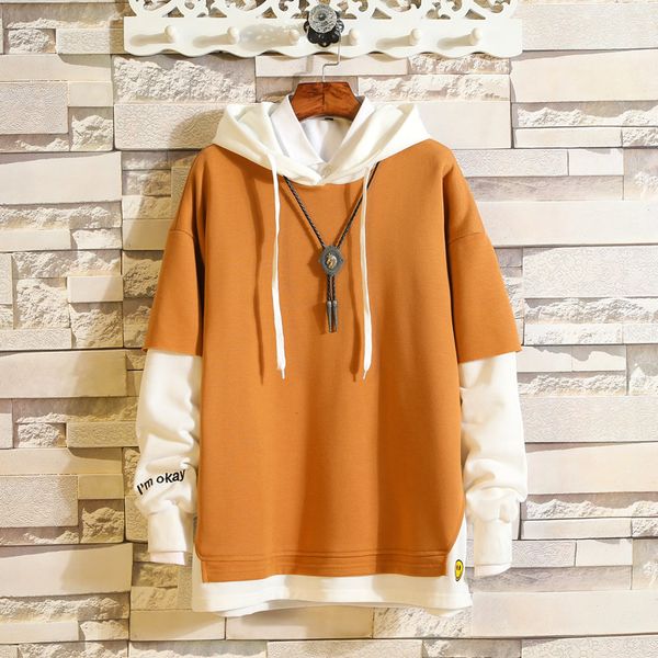 

2020 autumn new arrival men's sweatshirt fashion patchwork hoodies mens casual letter hoodies hip hop hooded sweatshirts, Black