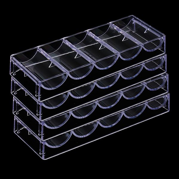 

4x acrylic poker chips tray storage case 100 chip for party home casino game