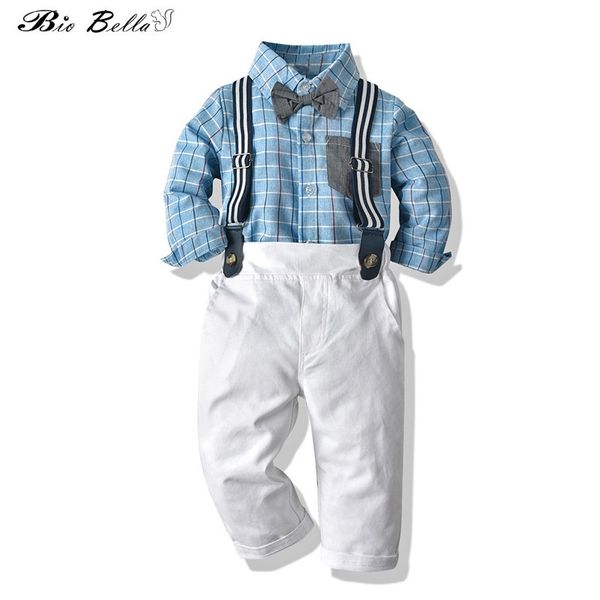 

baby boys clothes set gentleman kids wedding party birthday clothing suit t-shirt+belt pants boys suit spring/autumn outfits set, White