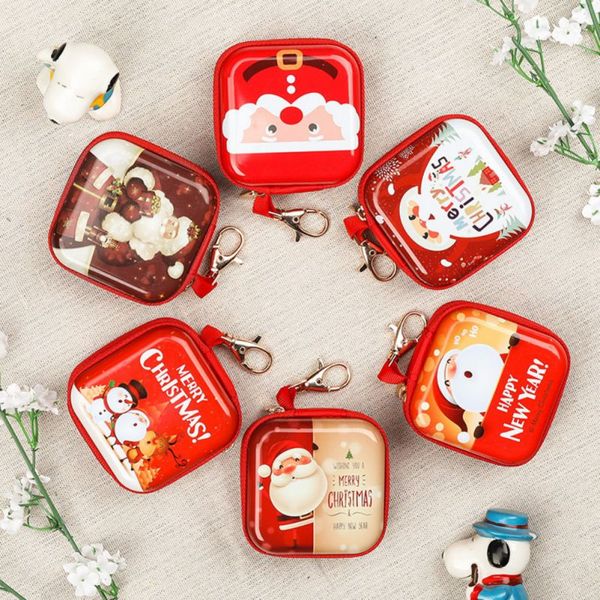 

christmas cartoon coin purse xmas hanging ornaments with metal zipper for coins cash headset usb cable keys jewelry storage