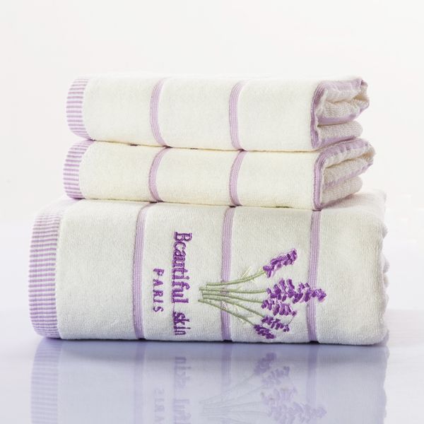 

3 set lavender towel set 100% cotton bath towel sets for adults kids juego de toallas terry beach serviettes de bain