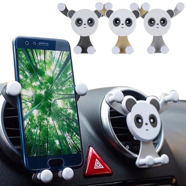 

universal cute panda car holder for phone in car air vent clip mount gravity mobile phone holder bracket stand