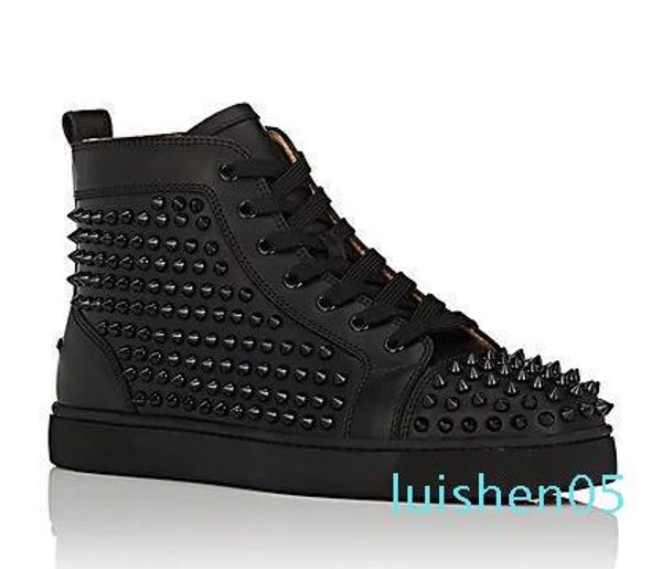 

wholesale fashion black glitter men brand designer red bottoms shoes high genuine leather casual flat margiela sneakers al05