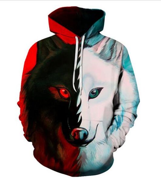 

new fashion harajuku style casual 3d printing hoodies wolf men / women autumn and winter sweatshirt hoodies coats bw0144, Black