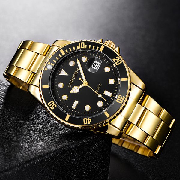 

curdde men watches fashion stainless steel date sport quartz analog wrist zegarki meskie montre homme 2019 kol saati, Slivery;brown