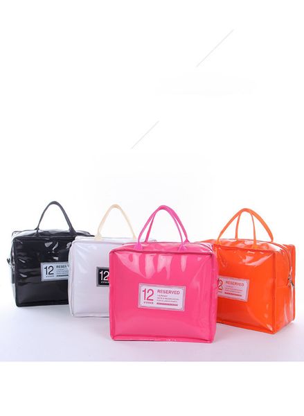 

korean style lunch bag portable picnic bag large capacity pu storage bags waterproof insulation ice pack can be printed logo