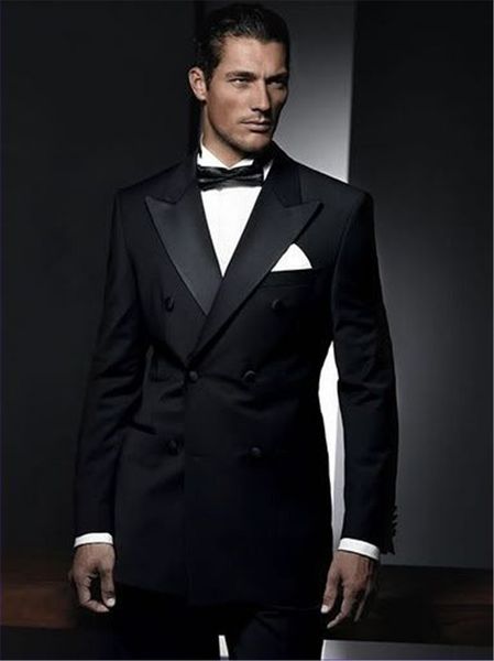 

tailor made black double breasted groom tuxedos 2 pieces slim fit mens wedding prom dinner suits jacket+pants blazer masculino, White;black