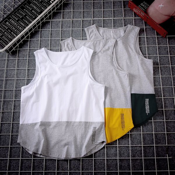 

tank men linen breathable musculation summer vest fitness gym clothing new fashion solid color sport sleeveless tank, White;black