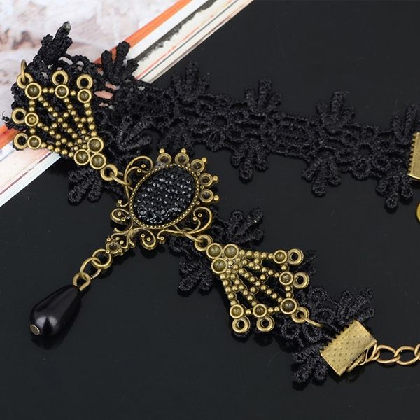 

retro black goblin lace ankle chain fashion vintage handmade foot ornaments anklets jewelry summer jewelry beach women hjuey, Red;blue