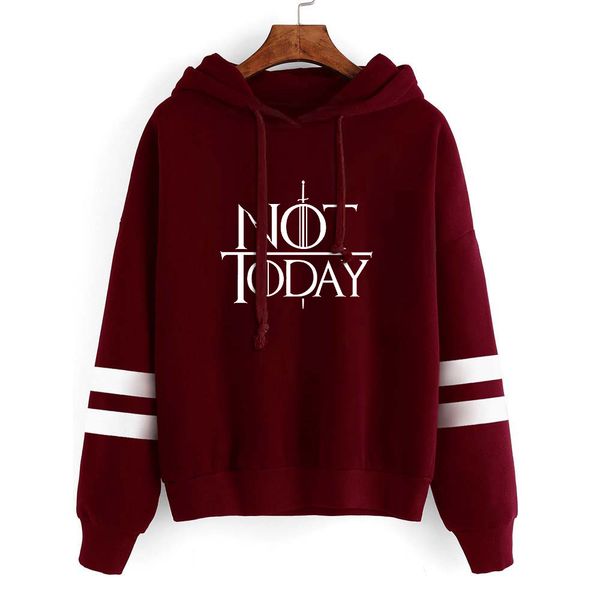 

new dracarys arya stark not today printed hoodie sweatshirt men/women long sleeved hoodies pullover streetwear, Black