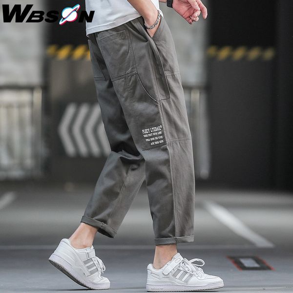 

wbson 2020 casual style pants men streetwear fashion hipster pants male men's cotton trousers straight long trousers men zx0508, Black